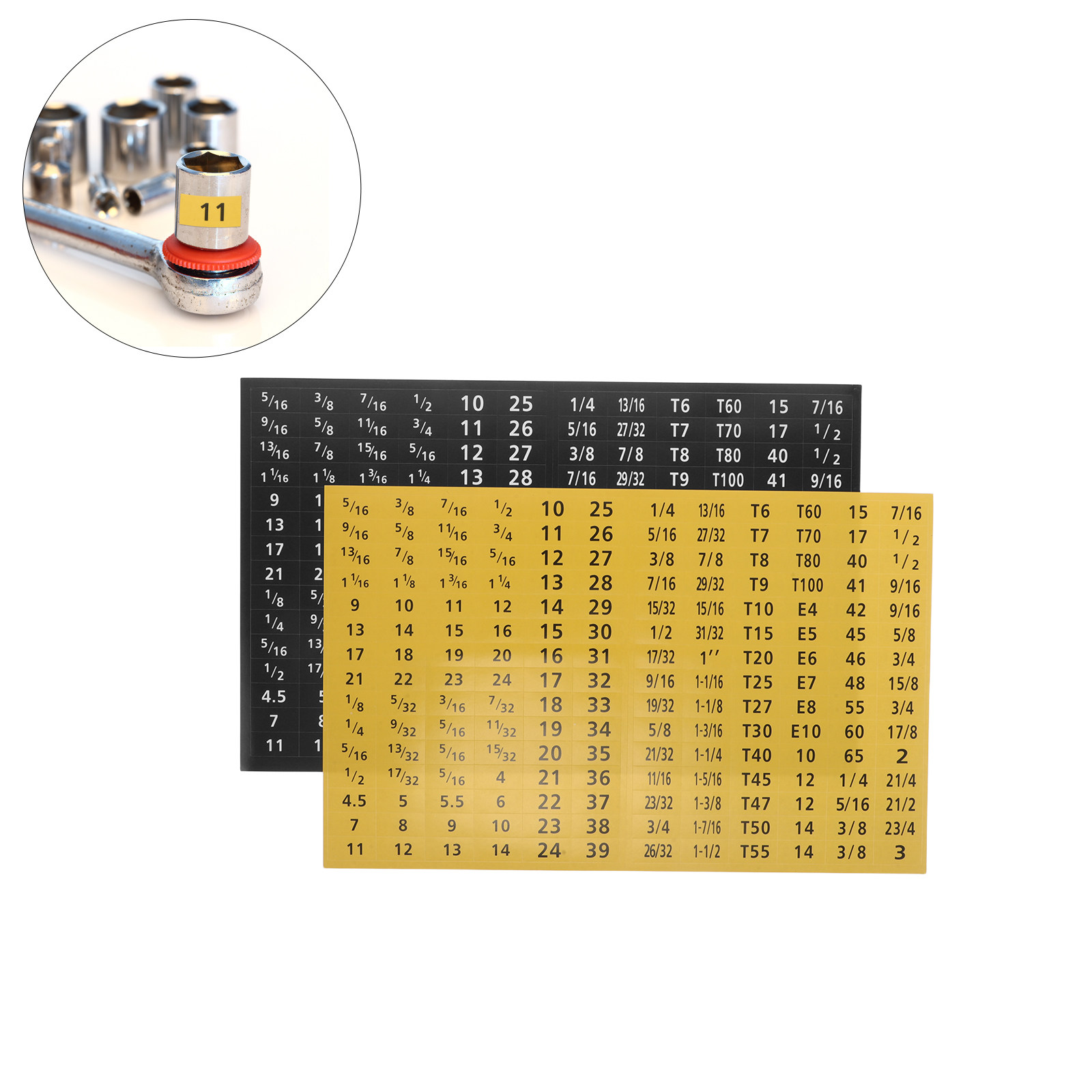 Workshop Tools Organizer - 20Sheets Socket Wrench Size Sticker Self