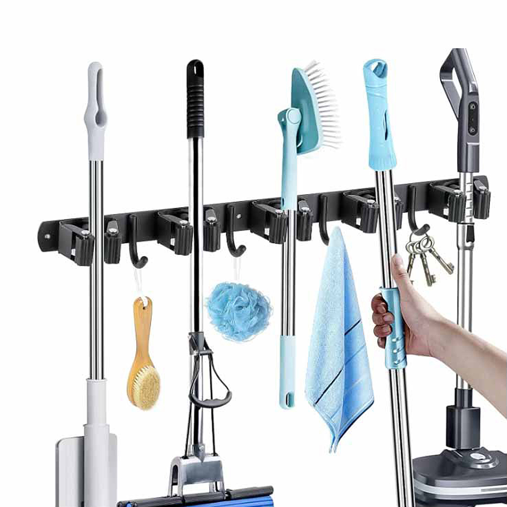 Workshop Tools On Wall - Stainless Steel Mop and Broom Holder
