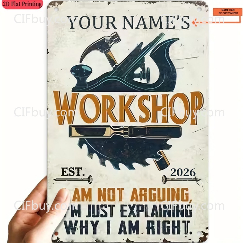 Workshop Tools With Name - Custom Name Workshop Metal Sign 1pc