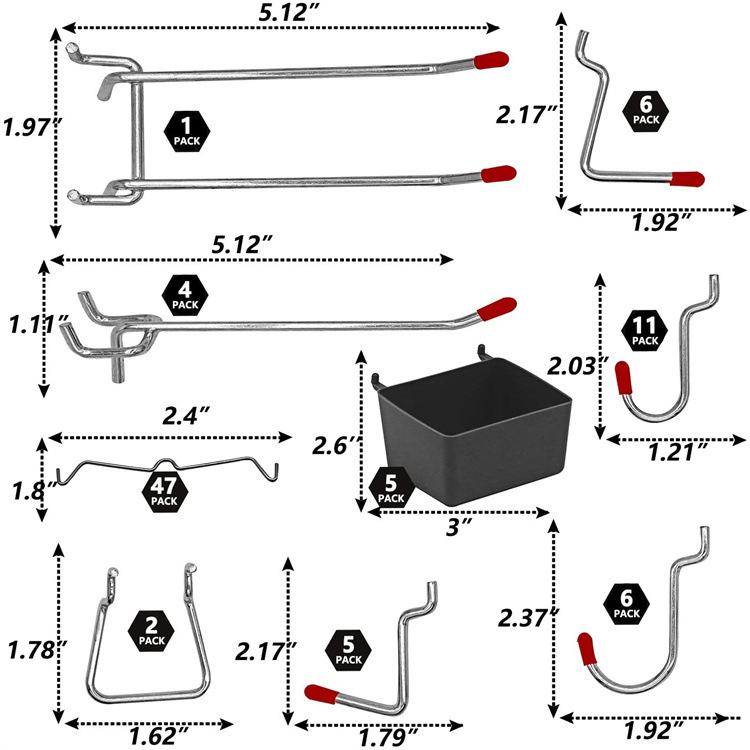 114 Pcs Pegboard Hooks Set Met - Workshop Tools On Wall review and price